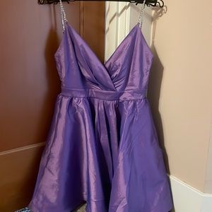 Purple Flowy Mini skater dress with Rhinestone straps XS